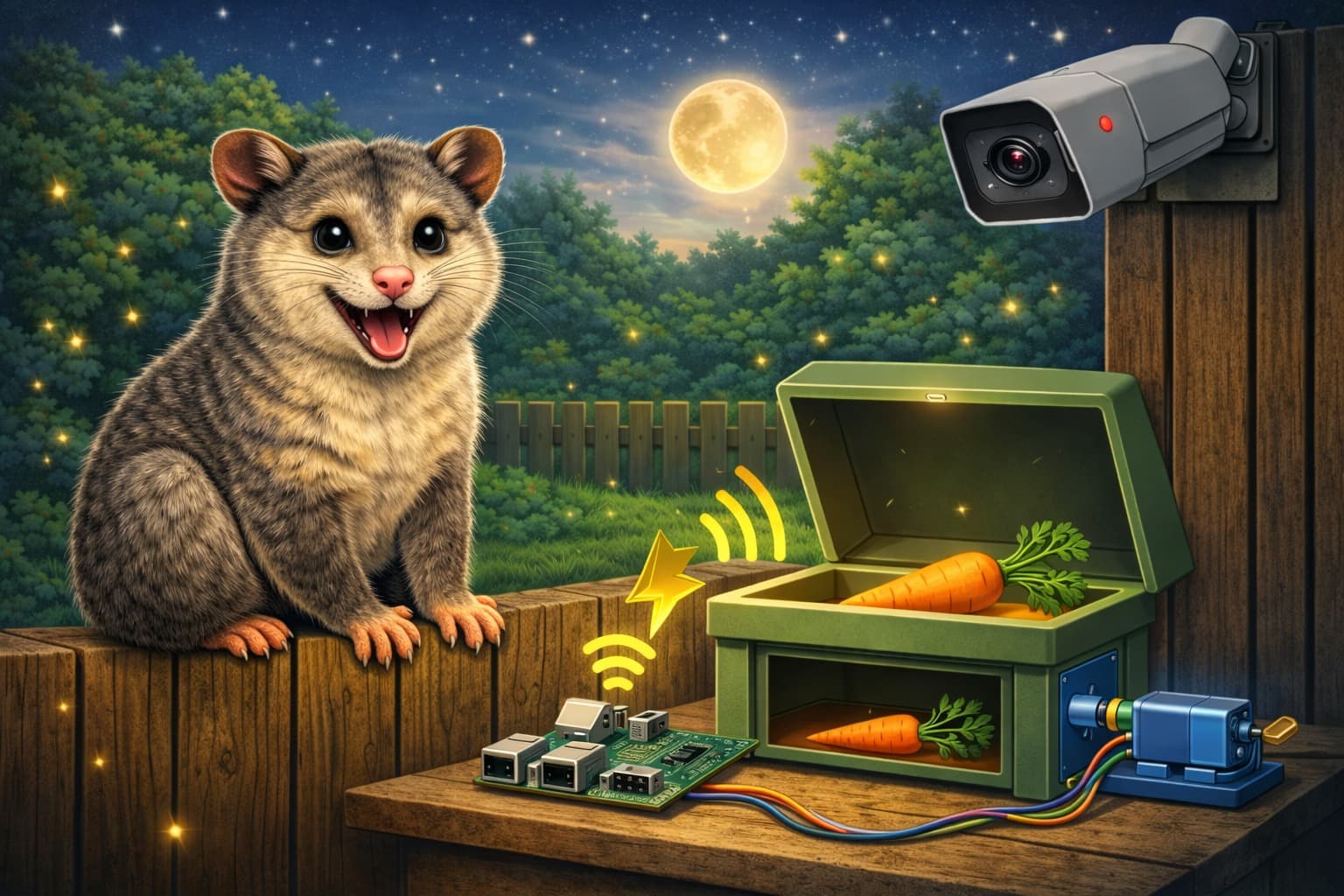 Prototype concept of the automated carrot box for possum feeding